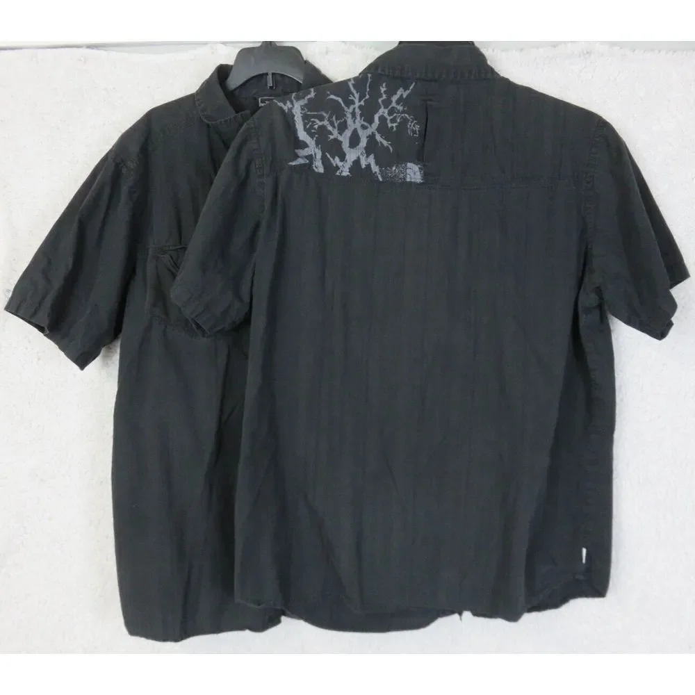 2 Mens The North‎ Face Short Sleeve Button Front Shirts Size L Cotton Black